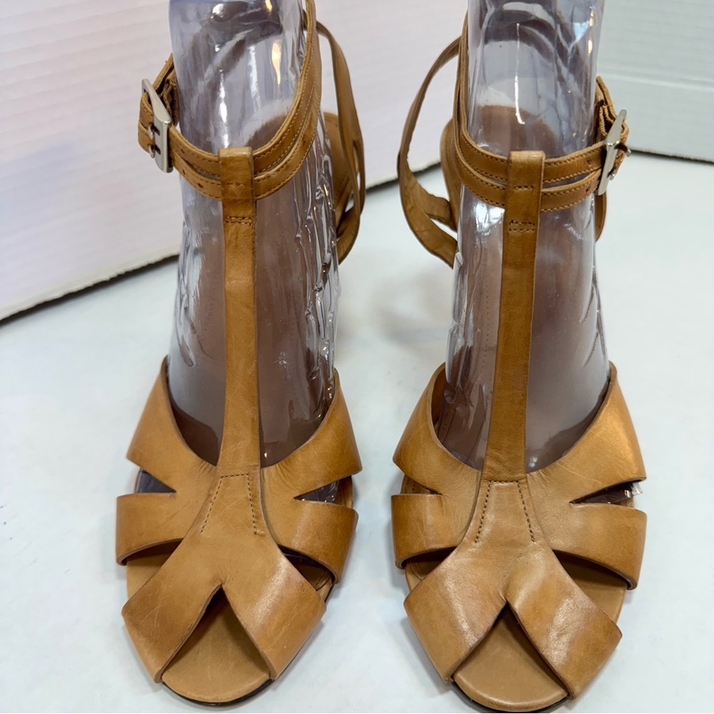 Tan Leather PeepToe Slingback V.O.Z Shoes Size 8,5